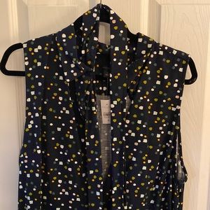 NWT Ann Taylor factory ladies size 16 sleeveless navy dot patterned dress